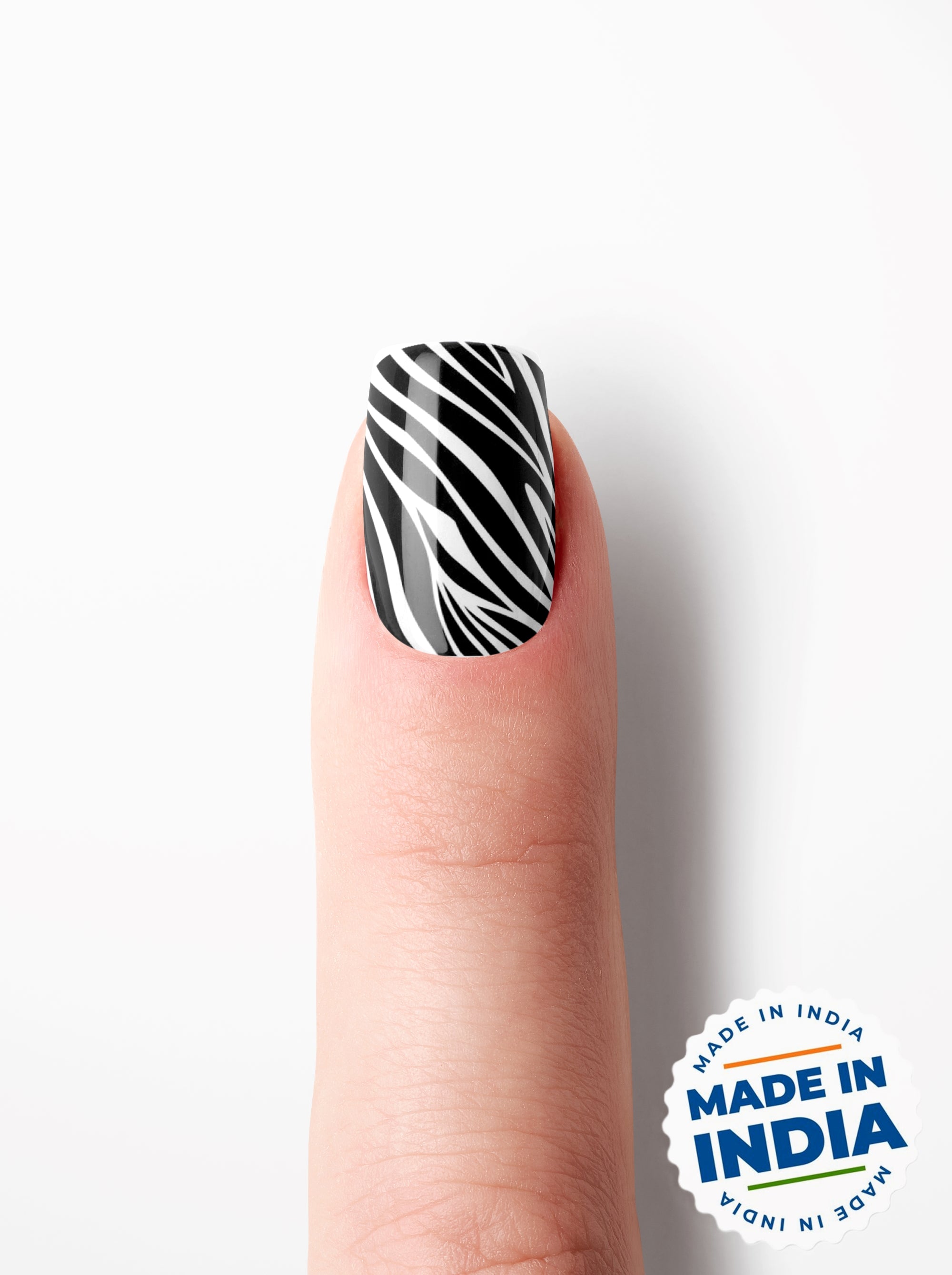 Midnight Zebra – Premium Press-On Nails
