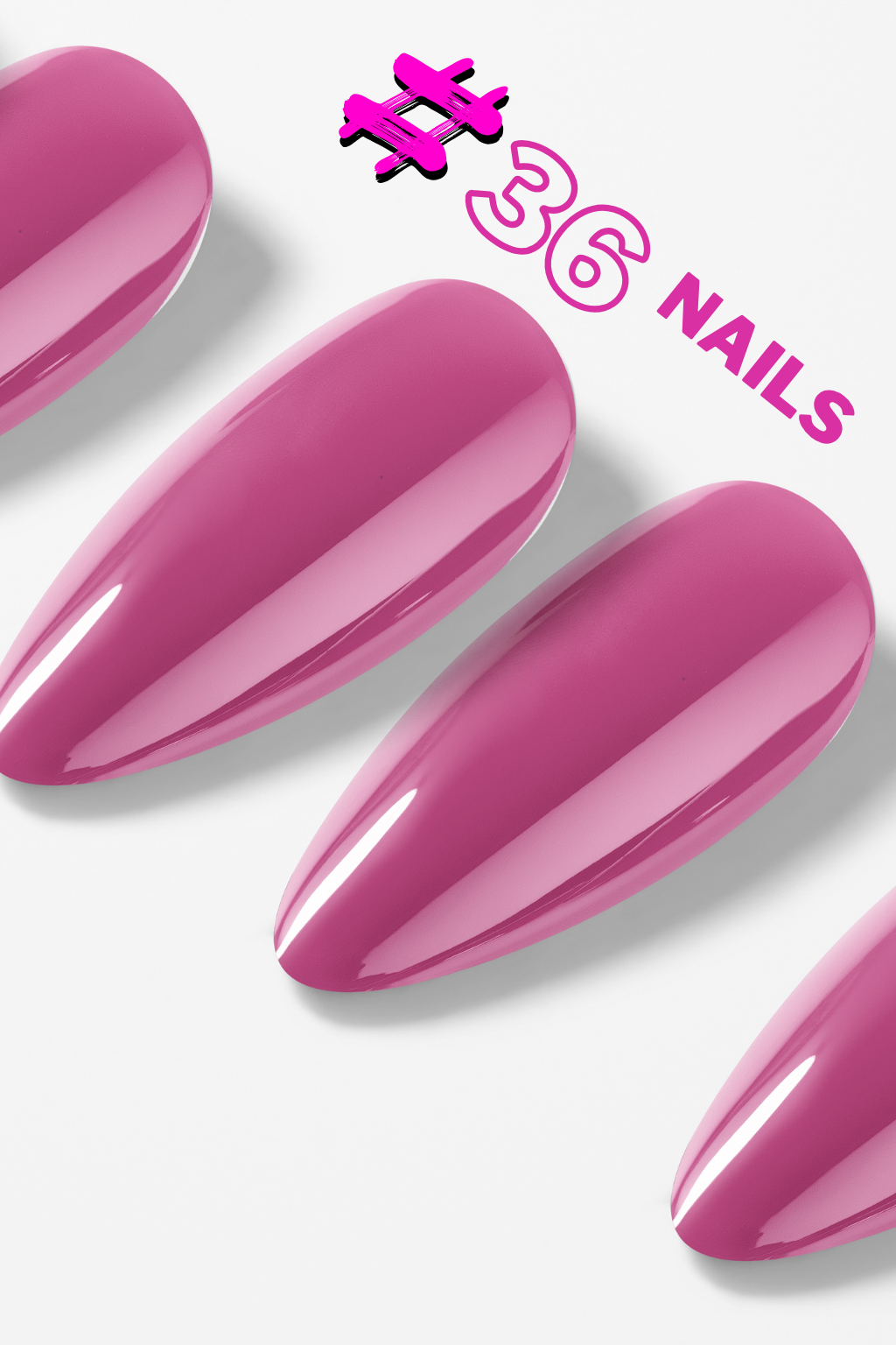 Pink nail polish on a white background with '#36 Nails' branding.