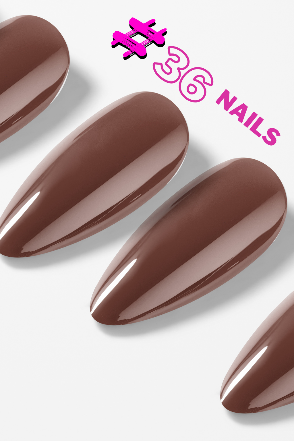 Brown nail polish on a white background with '#36 Nails' text.