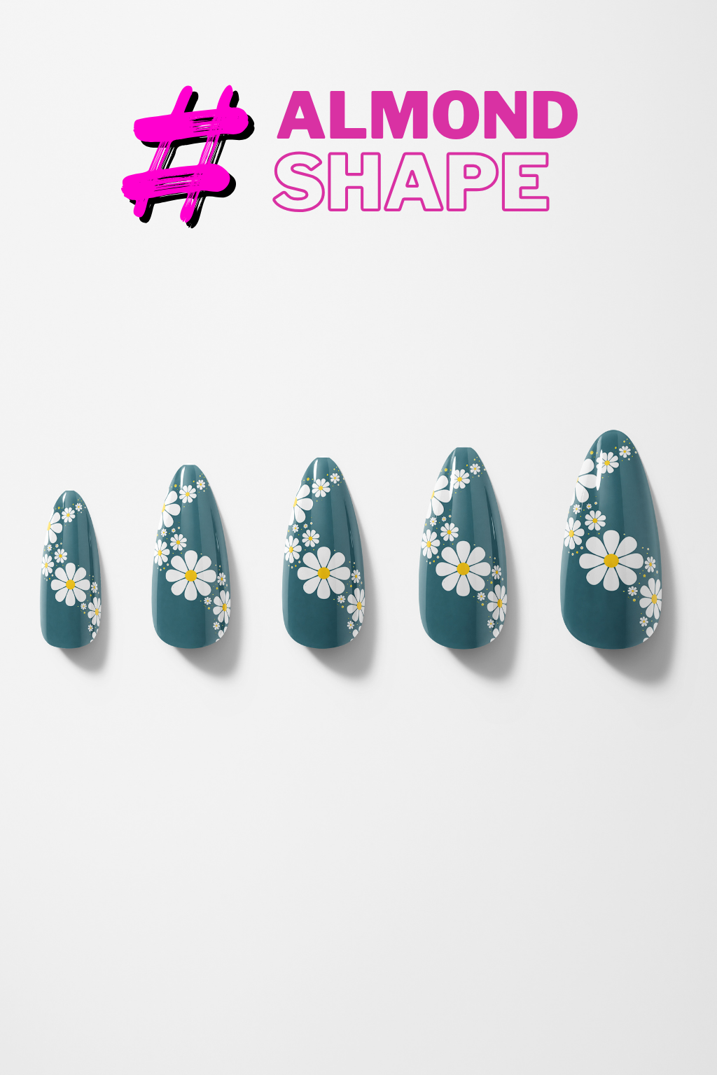 Teal Daisy Trail – Premium Press-On Nails