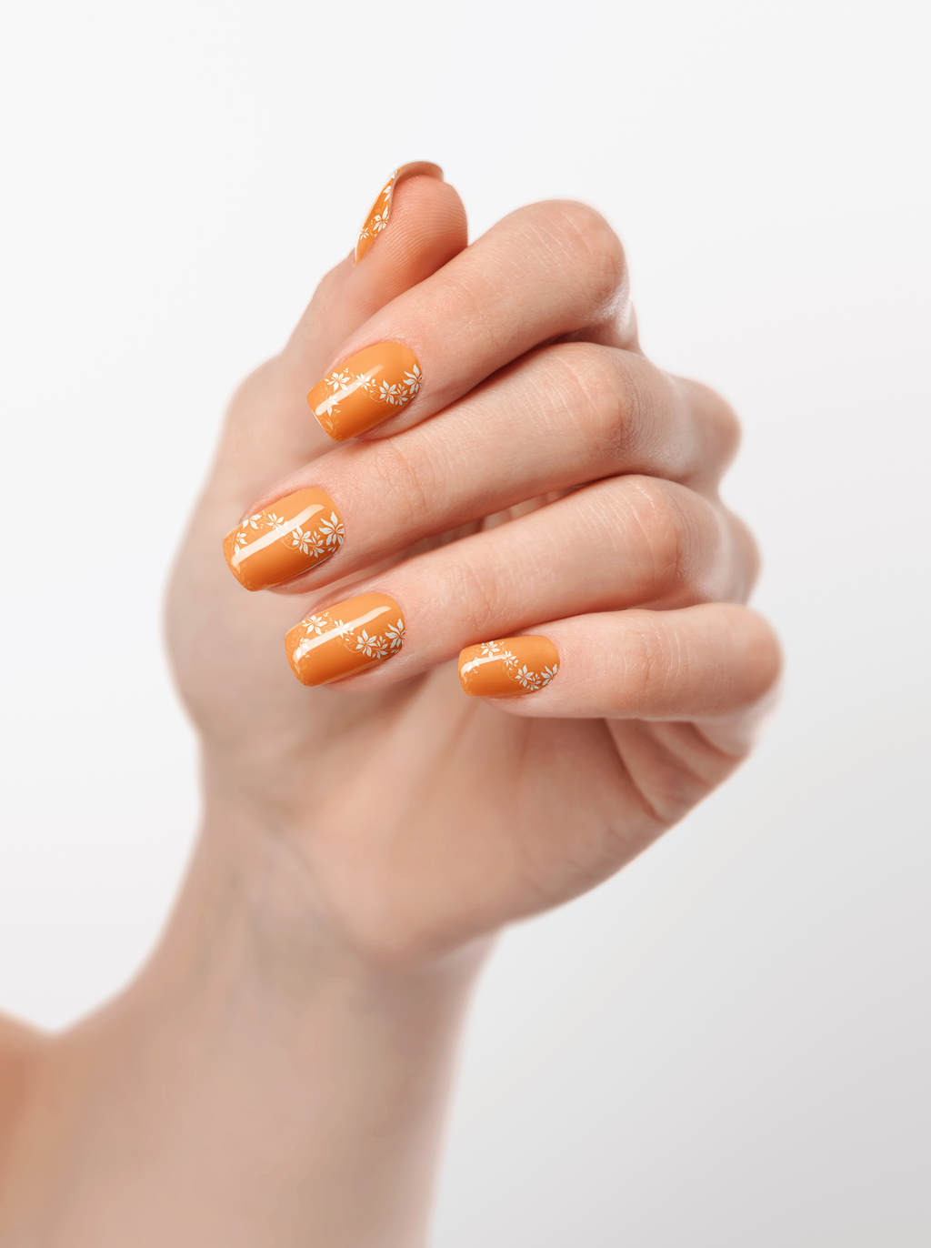 Sunset Floral Veil – Premium Press-On Nails