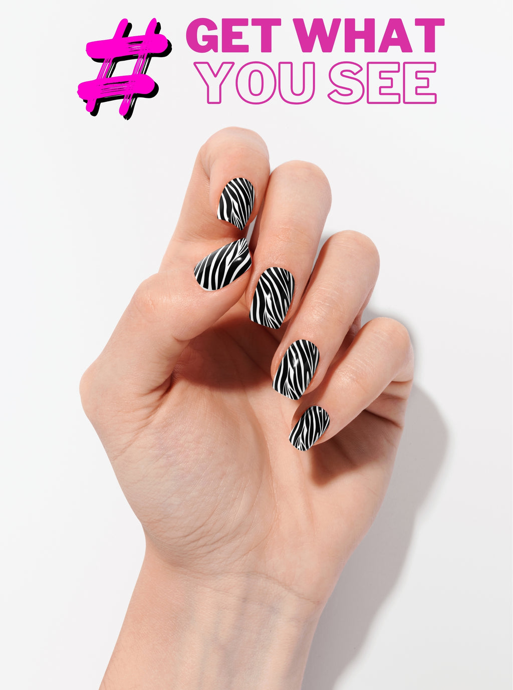 Midnight Zebra – Premium Press-On Nails
