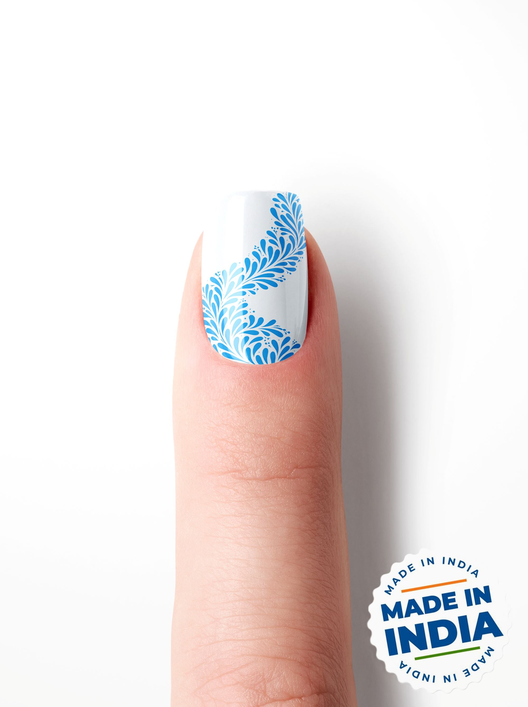 Azure Leaf Flow – Premium Press-On Nails