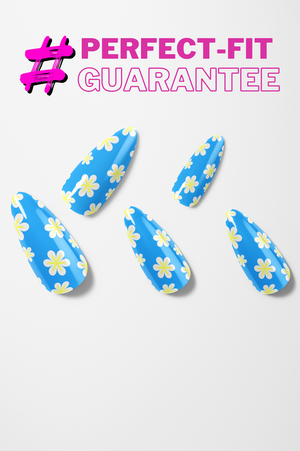 Blue Daisy Bliss – Premium Press-On Nails