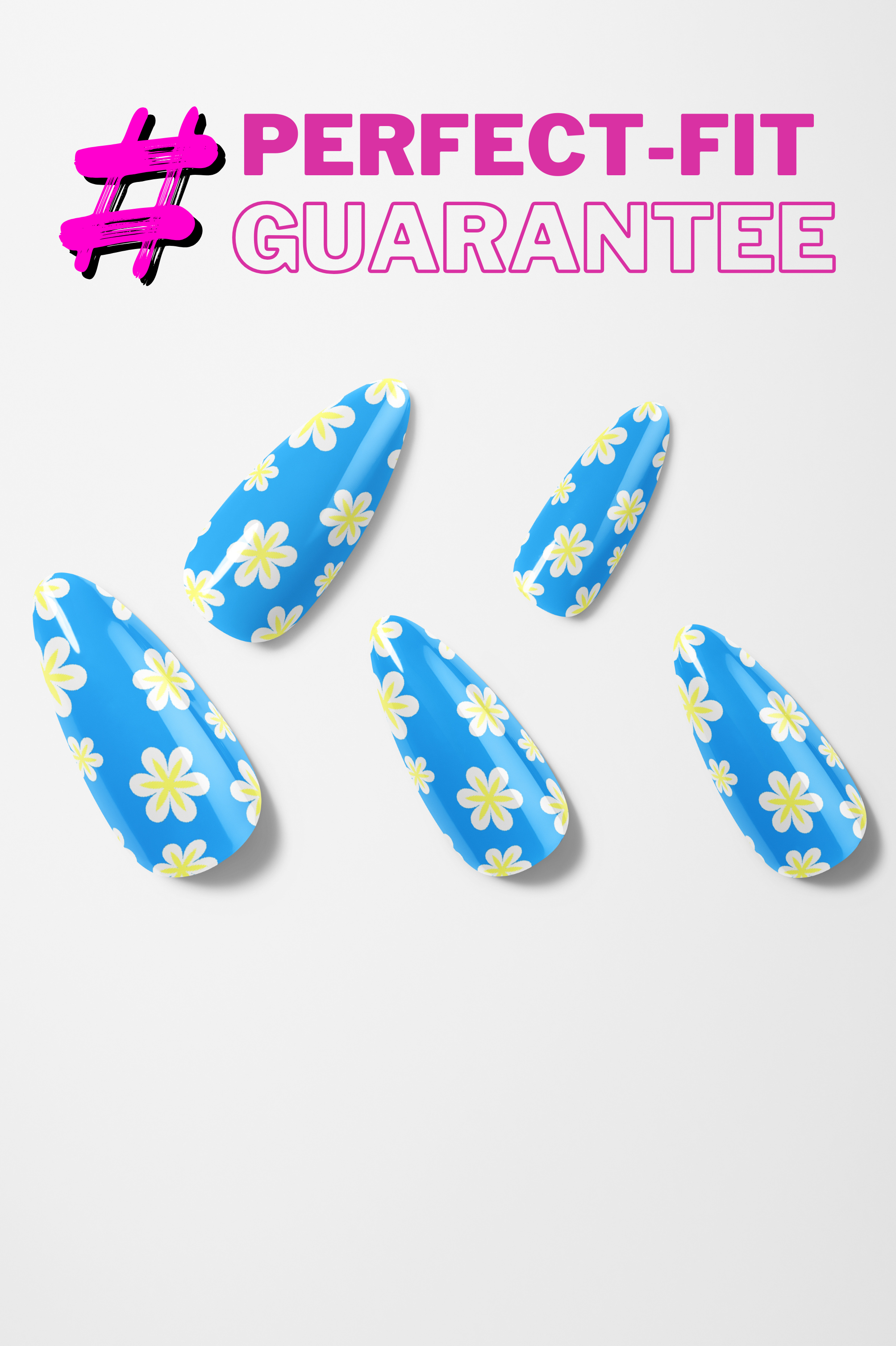 Blue Daisy Bliss – Premium Press-On Nails