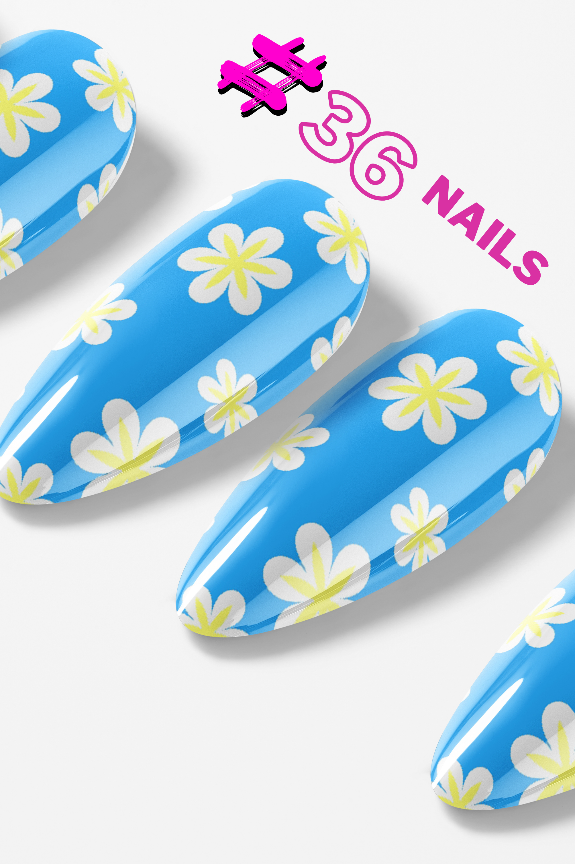Blue Daisy Bliss – Premium Press-On Nails