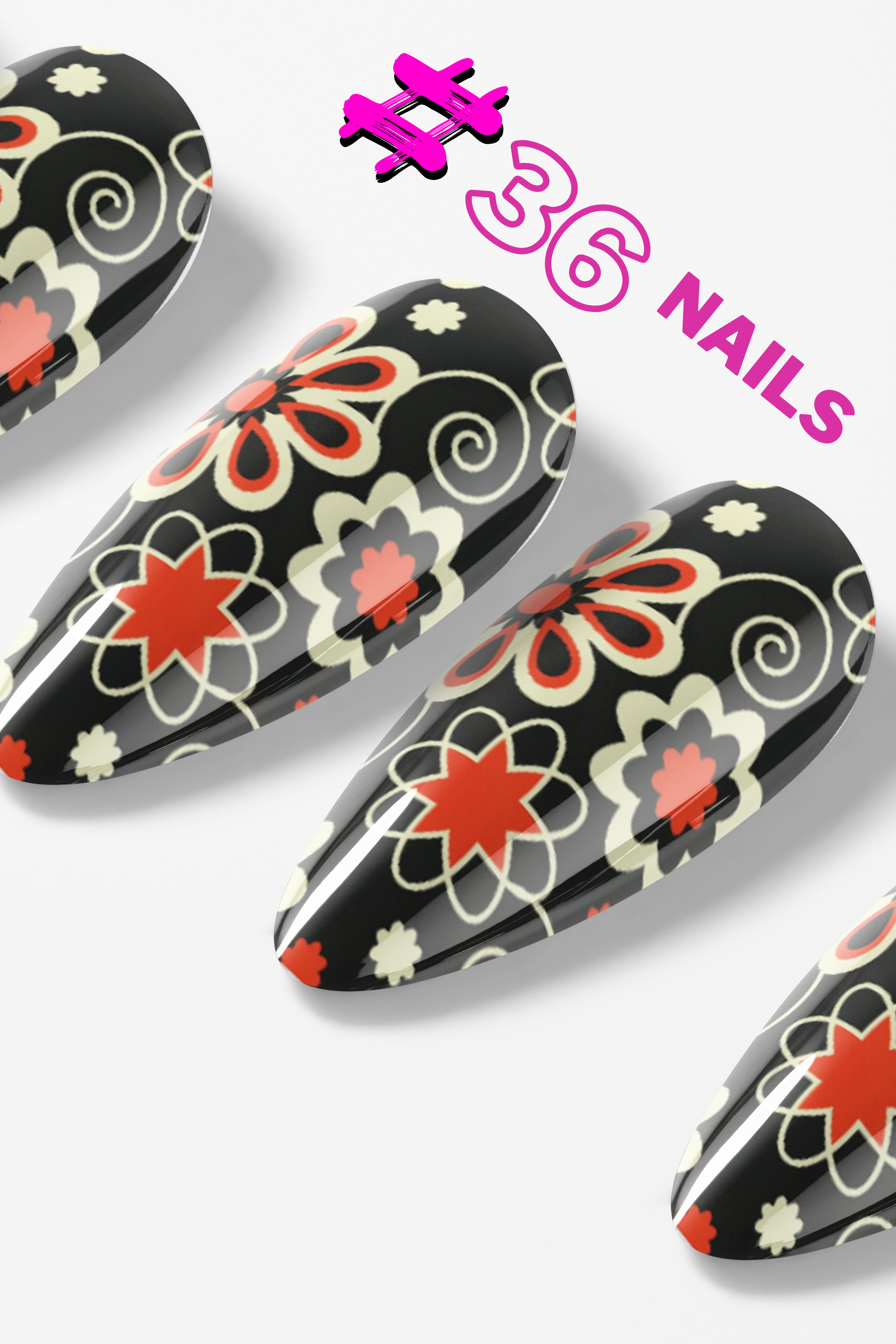 Midnight Floral – Premium Press-On Nails