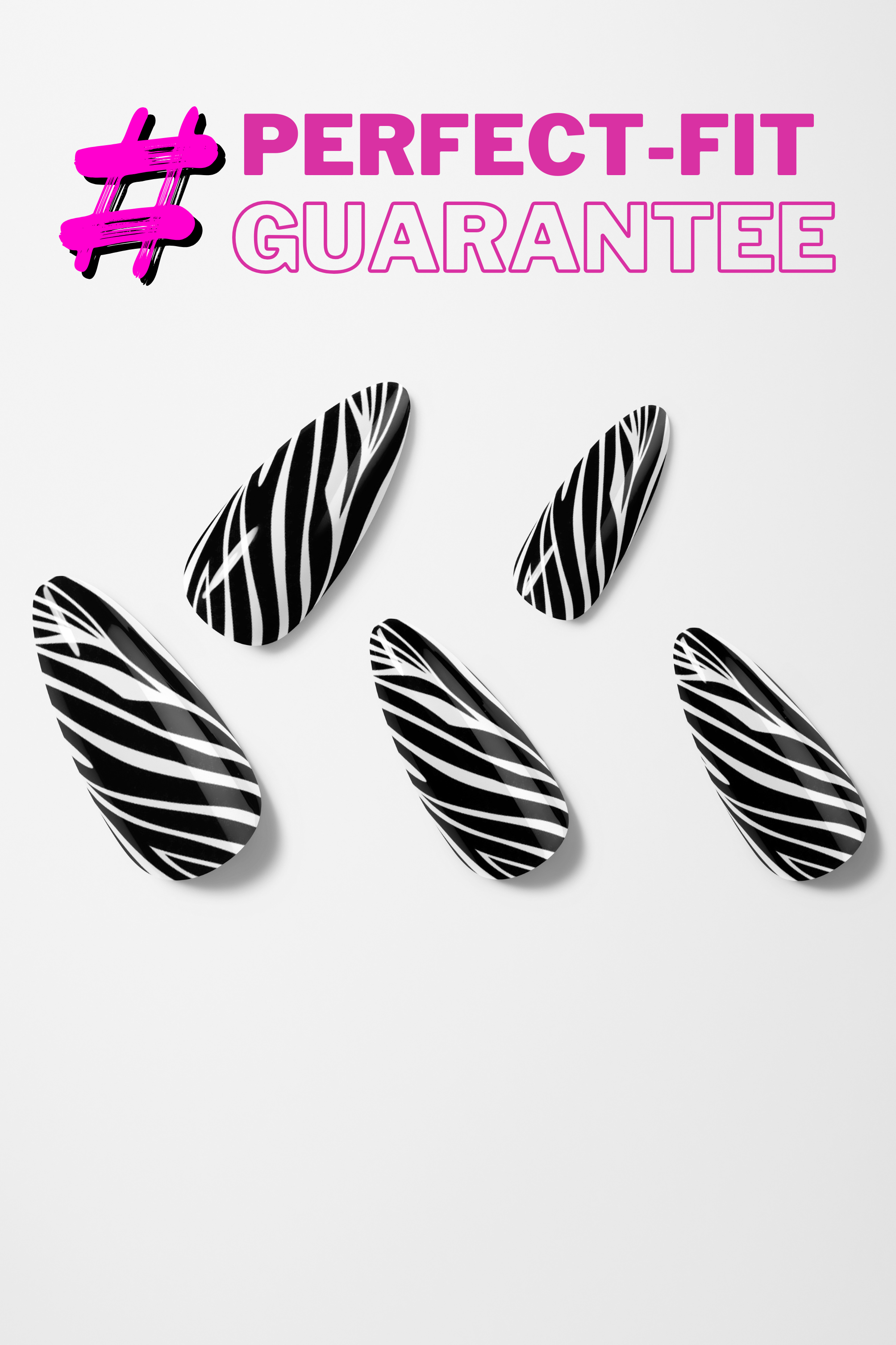 Midnight Zebra – Premium Press-On Nails