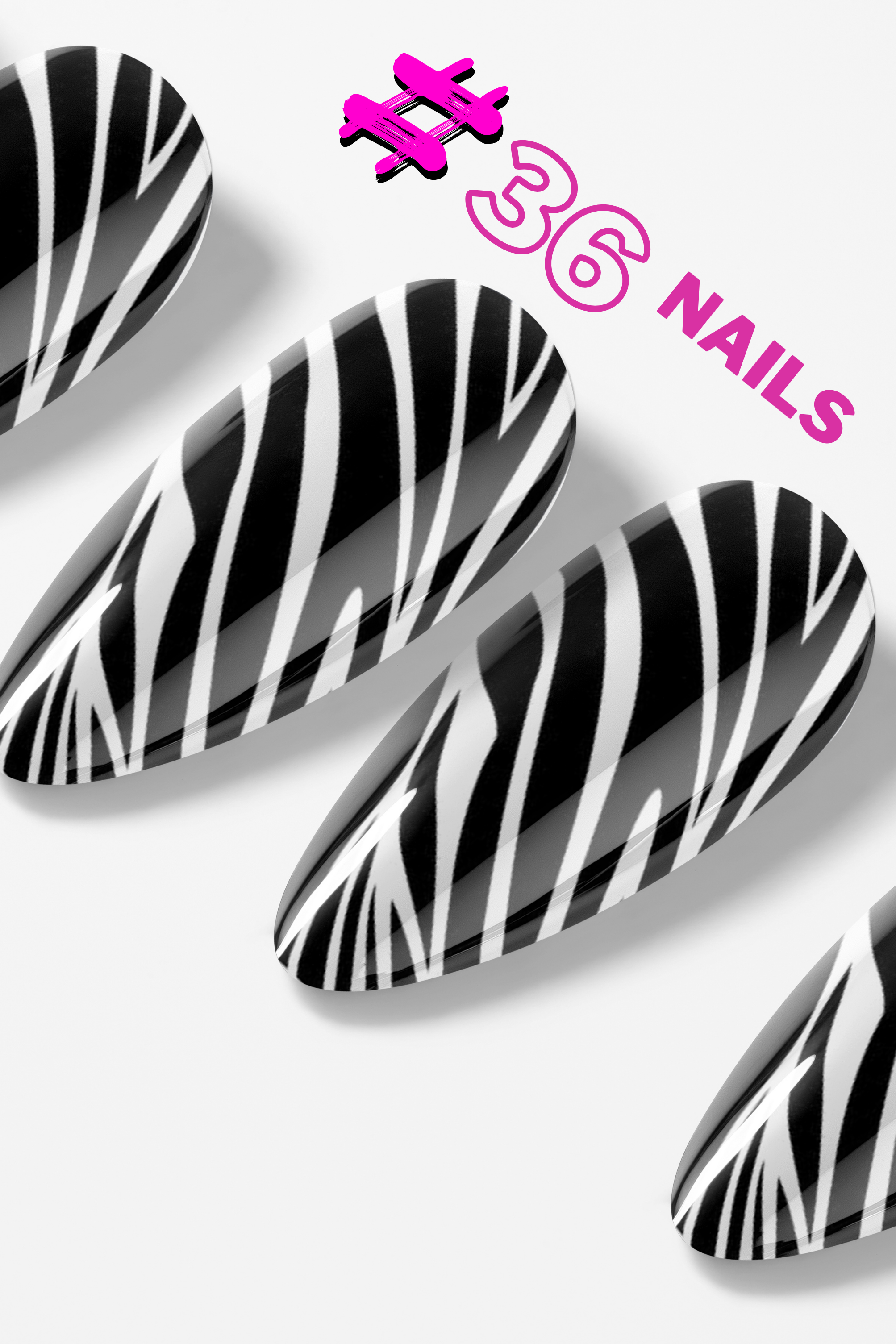 Midnight Zebra – Premium Press-On Nails