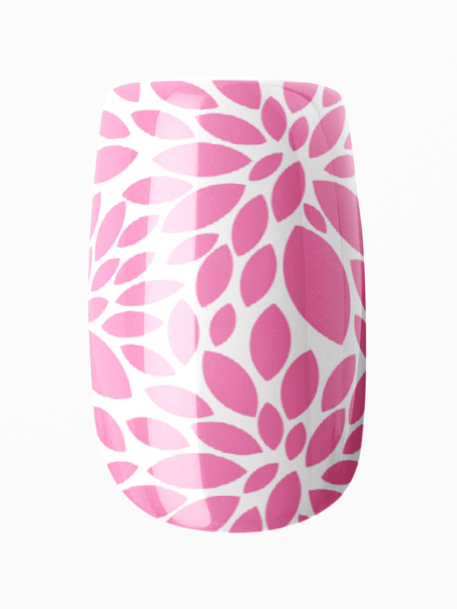 Pink and white patterned object on a white background