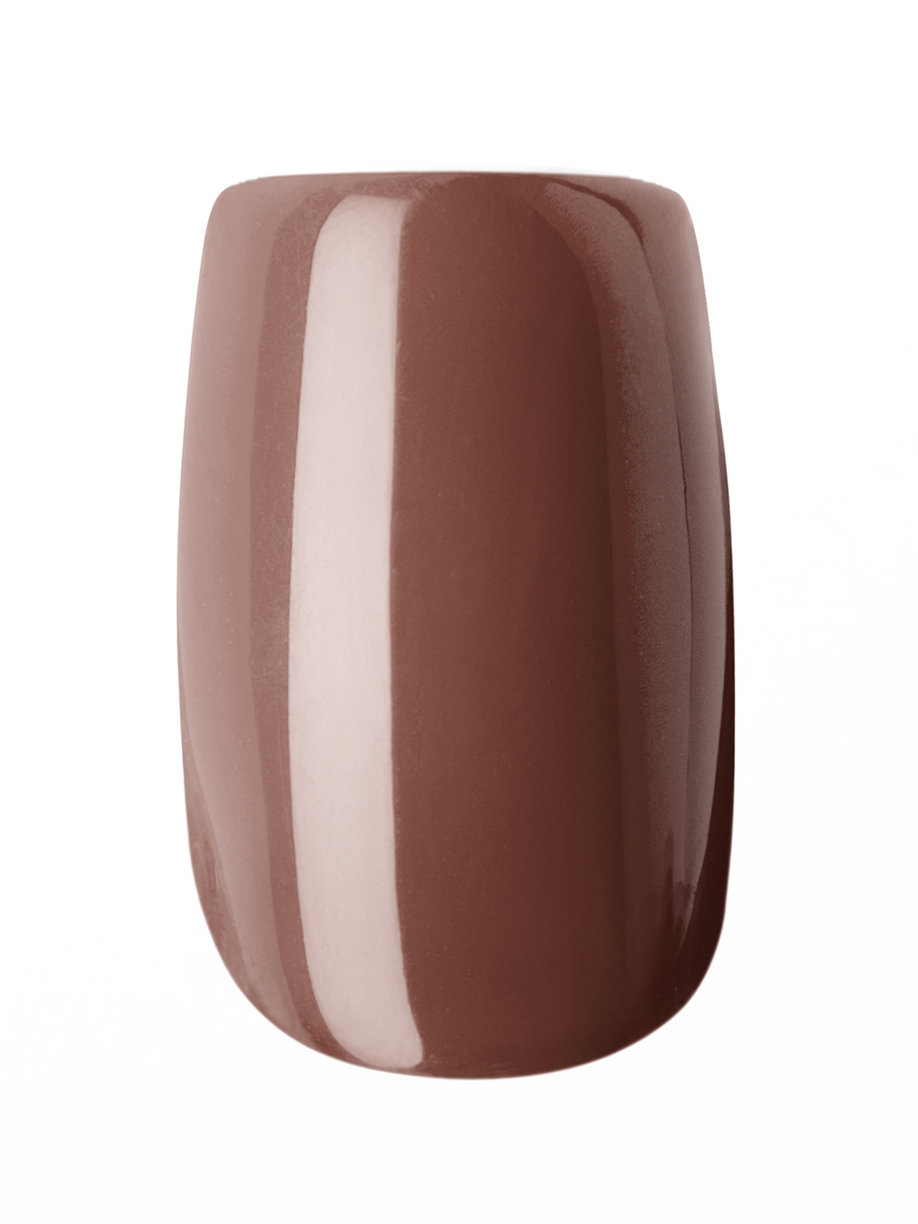 Brown ceramic vase with a white stripe on a white background