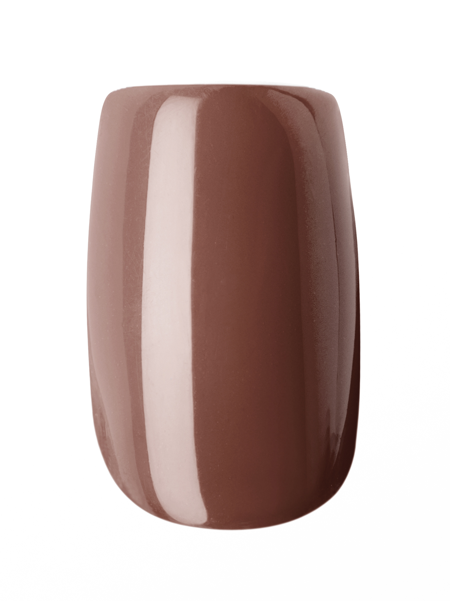 Brown ceramic vase with a white stripe on a white background