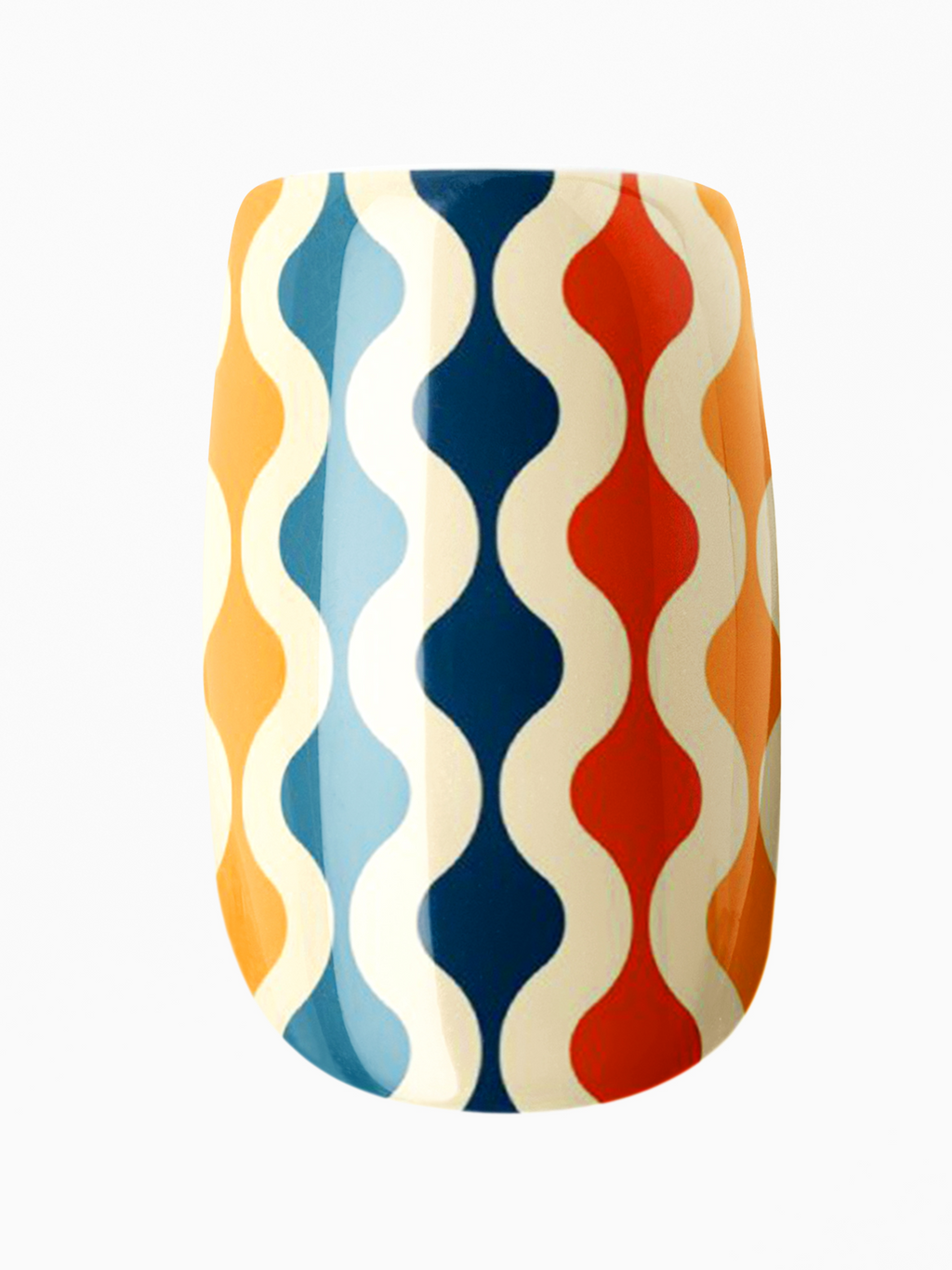 Colorful wavy patterned object on a white background