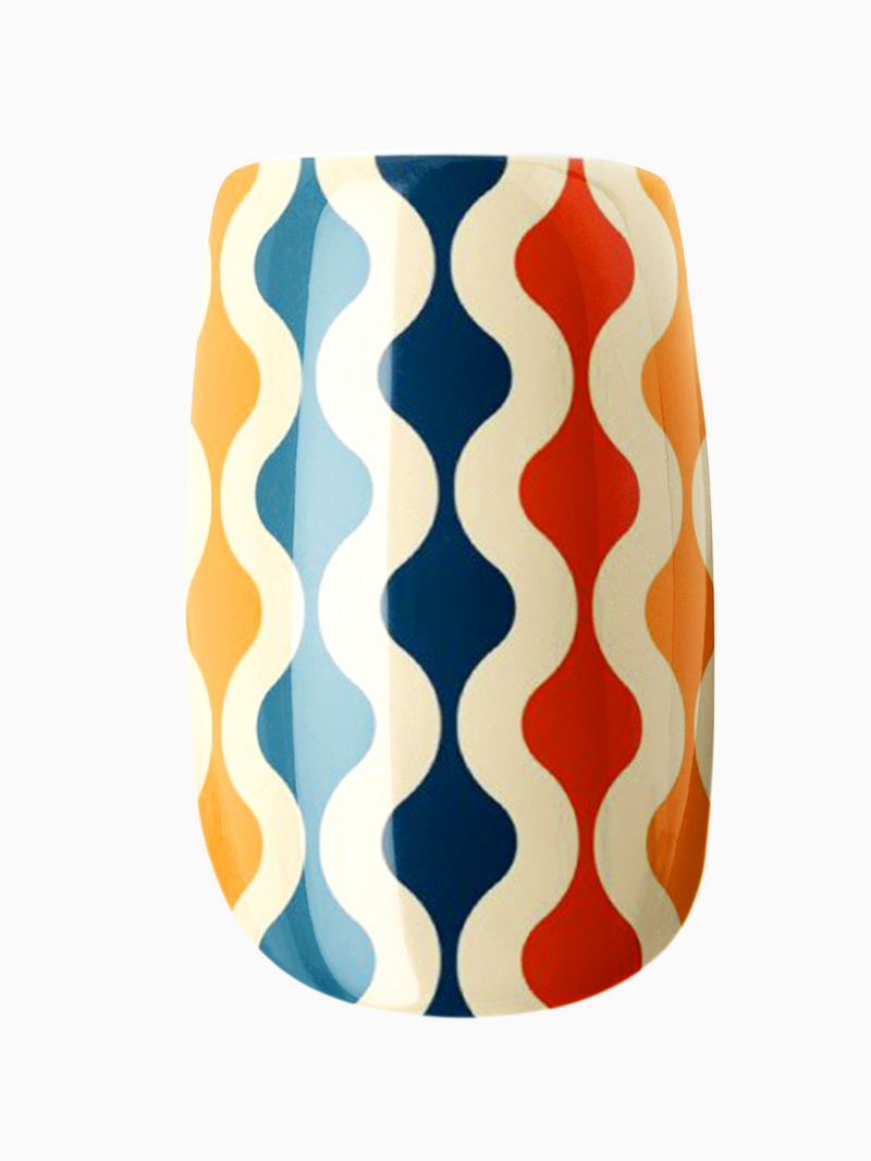 Colorful wavy patterned object on a white background